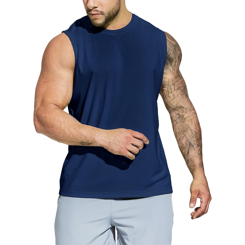 image:imageMIER Mens Workout Tank Tops UPF 50 Swim Shirts Quick Dry Running Sleeveless UV Protection Muscle TeesNavy