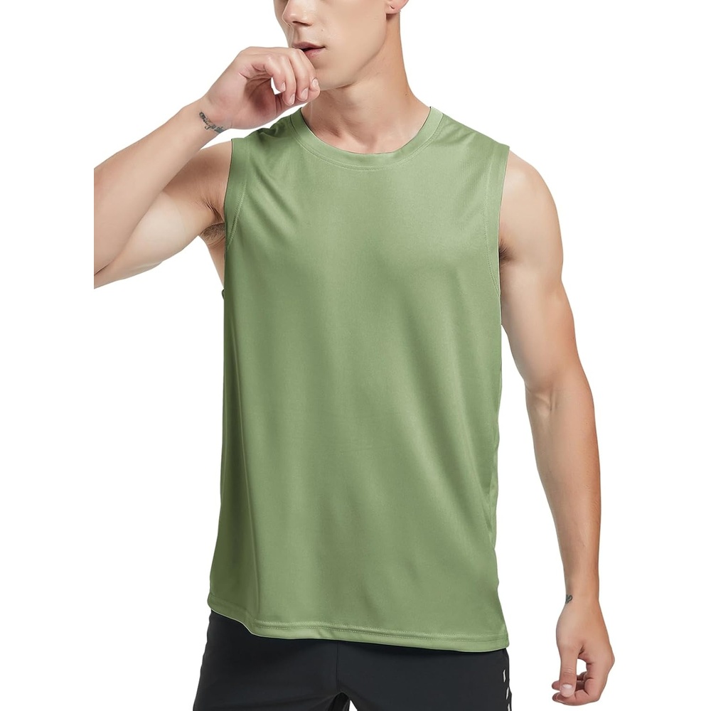 image:imageMIER Mens Workout Tank Tops UPF 50 Swim Shirts Quick Dry Running Sleeveless UV Protection Muscle TeesOlive