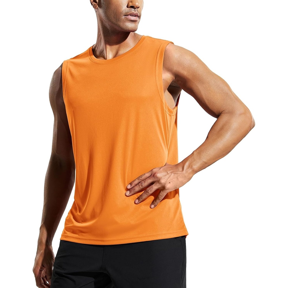 image:imageMIER Mens Workout Tank Tops UPF 50 Swim Shirts Quick Dry Running Sleeveless UV Protection Muscle TeesOrange