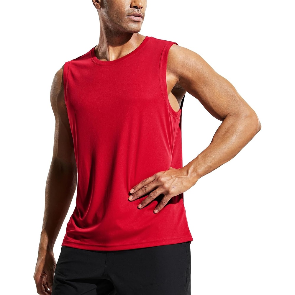 image:imageMIER Mens Workout Tank Tops UPF 50 Swim Shirts Quick Dry Running Sleeveless UV Protection Muscle TeesRed