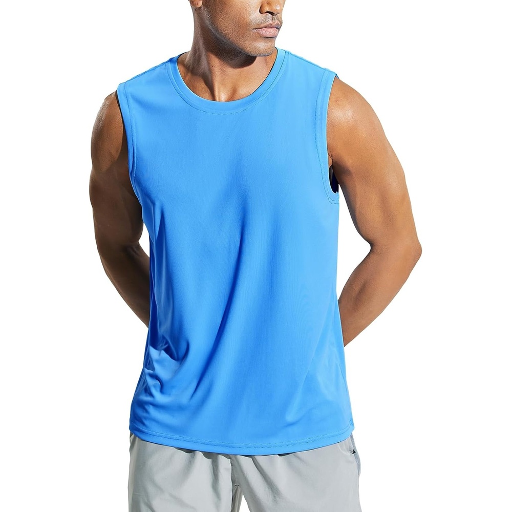 image:imageMIER Mens Workout Tank Tops UPF 50 Swim Shirts Quick Dry Running Sleeveless UV Protection Muscle TeesSky Blue
