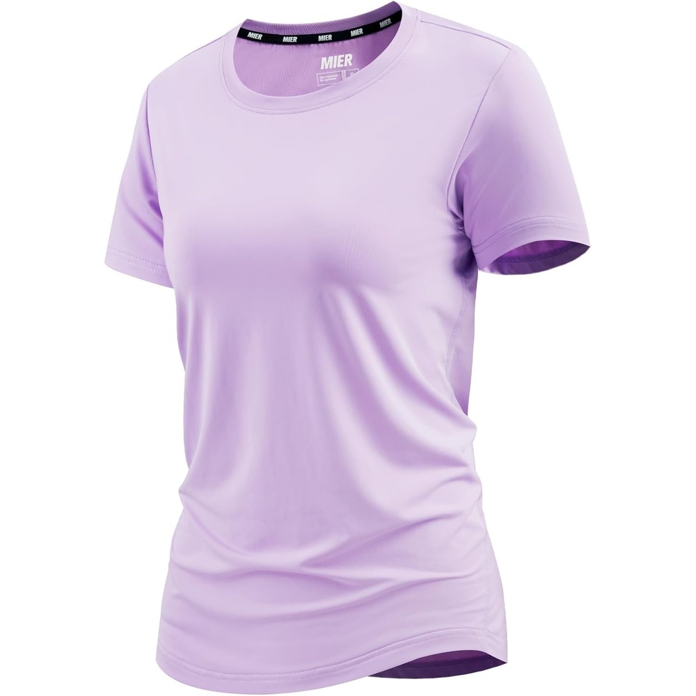 image:imageMIER Womens Running Athletic Shirts Dry Fit Active TShirt Tops Short Sleeve Soft Crew Neck Gym Workout Exercise TeesLavender