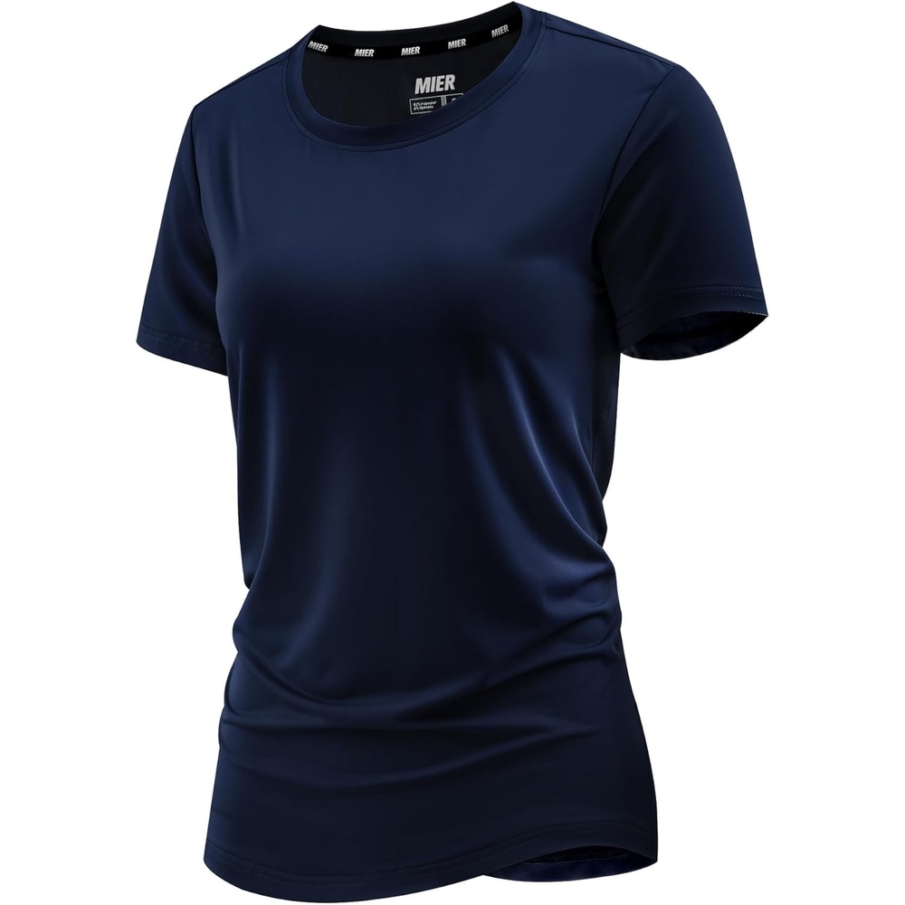 image:imageMIER Womens Running Athletic Shirts Dry Fit Active TShirt Tops Short Sleeve Soft Crew Neck Gym Workout Exercise TeesNavy