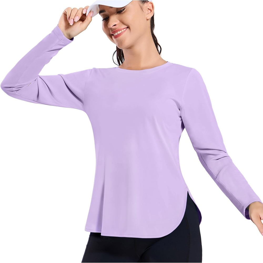 image:imageMIER Womens UPF 50 Sun Shirts Long Sleeve Workout UV Protection Dry Fit Athletic Running Gym Hiking Tops LightweightPurple