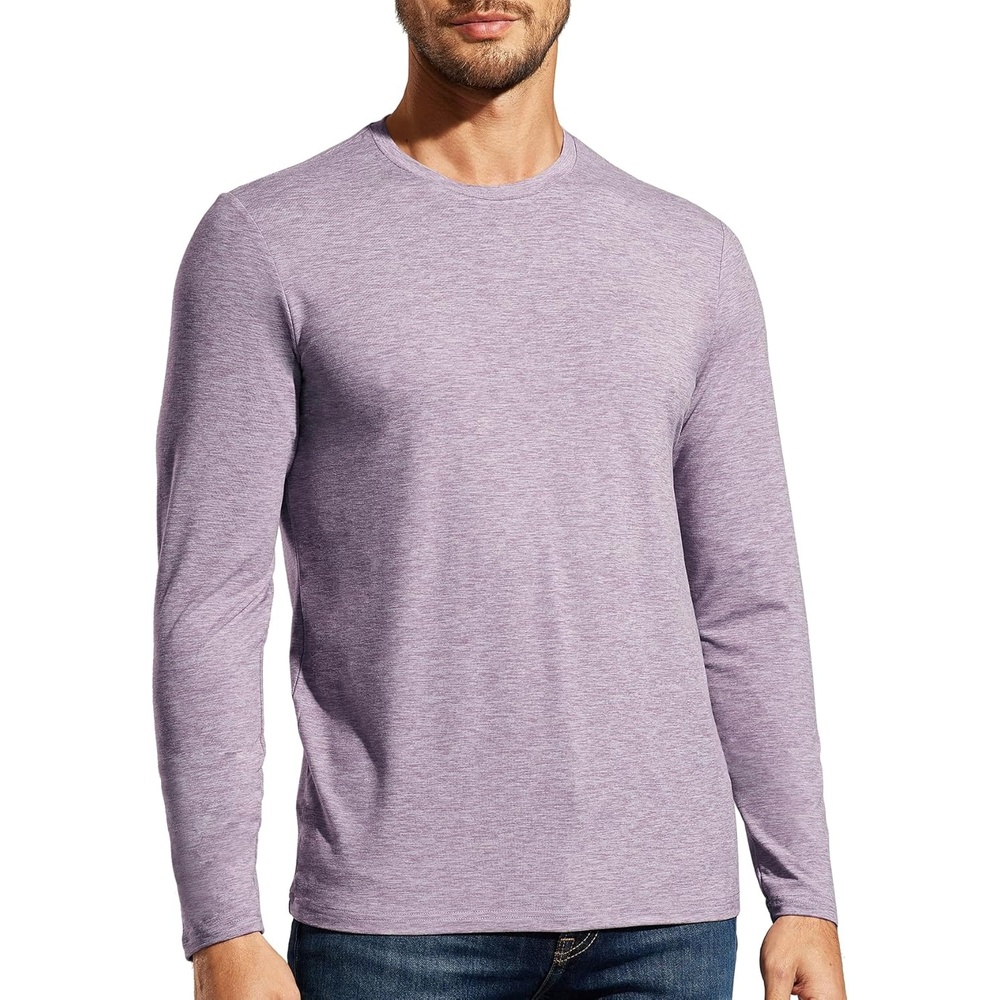 image:imageMIER XSofort Mens Long Sleeve TShirts Lightweight Super Soft Athletic Crew Neck Tees for Running Lounging Casual WorkoutLavender Heather