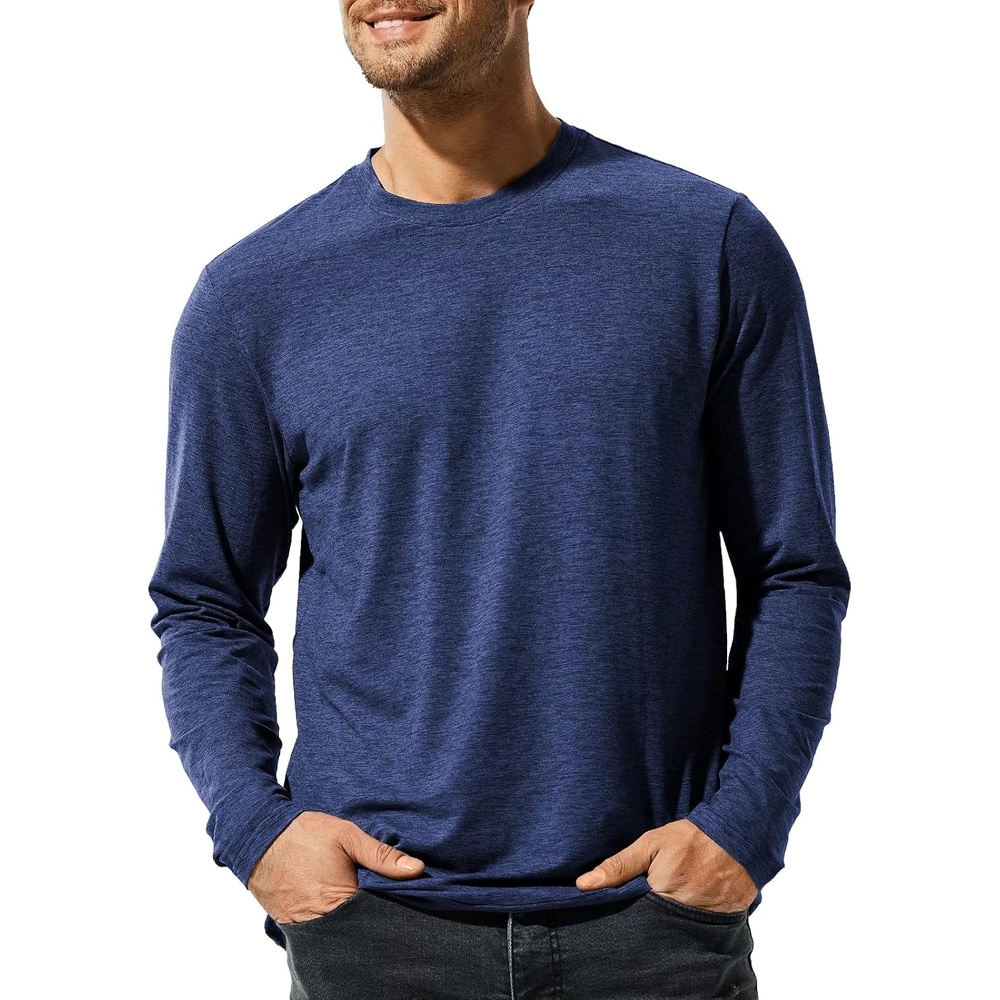 image:imageMIER XSofort Mens Long Sleeve TShirts Lightweight Super Soft Athletic Crew Neck Tees for Running Lounging Casual WorkoutNavy Heather