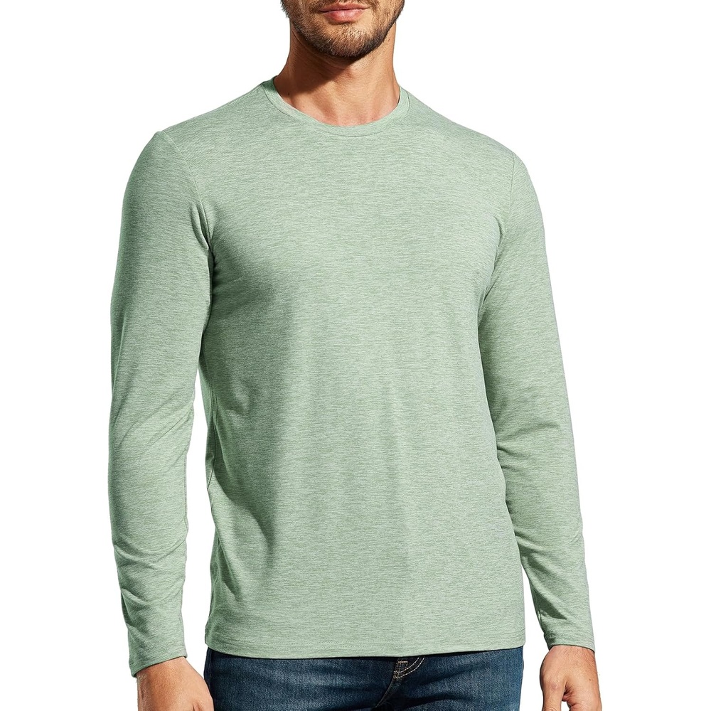 image:imageMIER XSofort Mens Long Sleeve TShirts Lightweight Super Soft Athletic Crew Neck Tees for Running Lounging Casual WorkoutSage Green Heather
