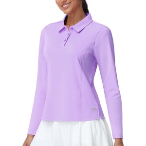 image:imageMIER Long Sleeve Polo Shirts for Women Quick Dry Collared Golf Tops for Athletic Tennis Work Inherent UPF 50 Sun ProtectionLavender