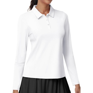 image:imageMIER Long Sleeve Polo Shirts for Women Quick Dry Collared Golf Tops for Athletic Tennis Work Inherent UPF 50 Sun ProtectionWhite