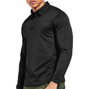 image:imageMIER Mens Outdoor Performance Tactical Polo Shirts Short and Long Sleeve MoistureWickingBlack02 Long Sleeve