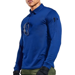image:imageMIER Mens Outdoor Performance Tactical Polo Shirts Short and Long Sleeve MoistureWickingClassic Blue02 Long Sleeve
