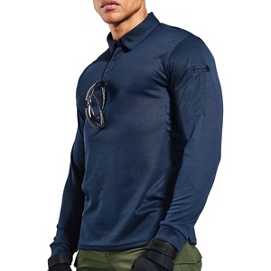 image:imageMIER Mens Outdoor Performance Tactical Polo Shirts Short and Long Sleeve MoistureWickingDark Blue02 Long Sleeve