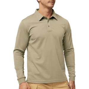 image:imageMIER Mens Outdoor Performance Tactical Polo Shirts Short and Long Sleeve MoistureWickingKhaki02 Long Sleeve