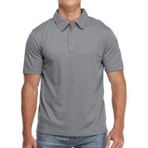 image:imageMIER Mens Outdoor Performance Tactical Polo Shirts Short and Long Sleeve MoistureWickingLight Grey01 Short Sleeve