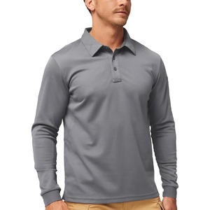 image:imageMIER Mens Outdoor Performance Tactical Polo Shirts Short and Long Sleeve MoistureWickingLight Grey02 Long Sleeve