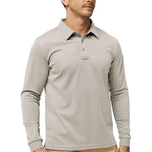 image:imageMIER Mens Outdoor Performance Tactical Polo Shirts Short and Long Sleeve MoistureWickingLight Khaki02 Long Sleeve