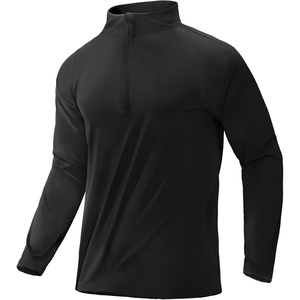 image:imageMIER Mens Quarter Zip Pullover Dry Fit Lightweight 14 Zip Long Sleeve Shirts for Athletic Running Golf Hiking UPF 50Black