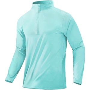 image:imageMIER Mens Quarter Zip Pullover Dry Fit Lightweight 14 Zip Long Sleeve Shirts for Athletic Running Golf Hiking UPF 50Light Green