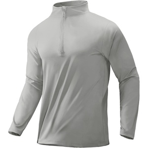 image:imageMIER Mens Quarter Zip Pullover Dry Fit Lightweight 14 Zip Long Sleeve Shirts for Athletic Running Golf Hiking UPF 50Light Grey