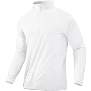 image:imageMIER Mens Quarter Zip Pullover Dry Fit Lightweight 14 Zip Long Sleeve Shirts for Athletic Running Golf Hiking UPF 50White