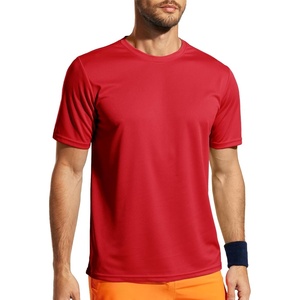 image:imageMIER Mens Quick Dry Workout Shirts Moisture Wicking Running Athletic Performance TShirts Recycled Polyester Top TeeRed  Crewneck
