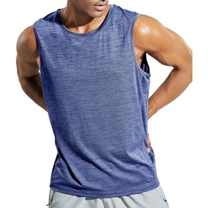 image:imageMIER Mens Sleeveless Tank Top Dry Fit Workout Muscle Tee Shirt for Running Athletic Gym Sports Training Moisture WickingHeather Space Blue