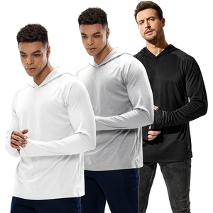 image:imageMIER Mens UPF 50 Sun Protection Hoodie Long Sleeve SPF Fishing Hiking Running Thumbhole Shirts Hooded Quick Dry LightweightBlackWhiteLight Grey