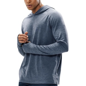image:imageMIER Mens UPF 50 Sun Protection Hoodie Long Sleeve SPF Fishing Hiking Running Thumbhole Shirts Hooded Quick Dry LightweightBlue Heather  With Hood