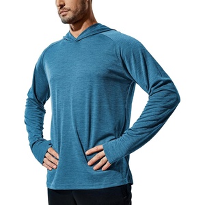 image:imageMIER Mens UPF 50 Sun Protection Hoodie Long Sleeve SPF Fishing Hiking Running Thumbhole Shirts Hooded Quick Dry LightweightBrilliant Blue  With Hood