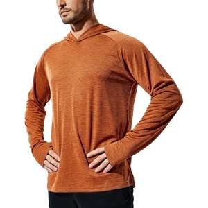 image:imageMIER Mens UPF 50 Sun Protection Hoodie Long Sleeve SPF Fishing Hiking Running Thumbhole Shirts Hooded Quick Dry LightweightBrown  With Hood