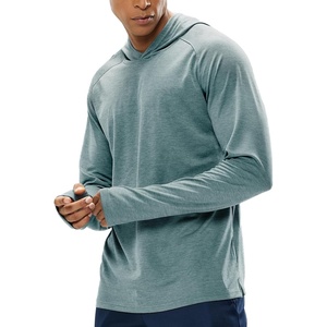 image:imageMIER Mens UPF 50 Sun Protection Hoodie Long Sleeve SPF Fishing Hiking Running Thumbhole Shirts Hooded Quick Dry LightweightHaze Blue  With Hood