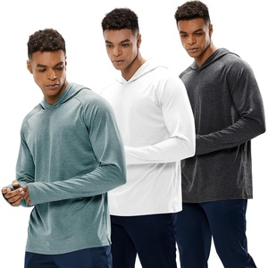 image:imageMIER Mens UPF 50 Sun Protection Hoodie Long Sleeve SPF Fishing Hiking Running Thumbhole Shirts Hooded Quick Dry LightweightHaze BlueDark GreyWhite