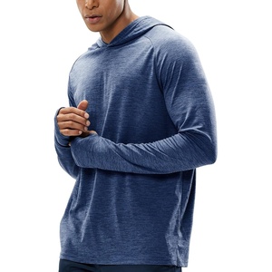 image:imageMIER Mens UPF 50 Sun Protection Hoodie Long Sleeve SPF Fishing Hiking Running Thumbhole Shirts Hooded Quick Dry LightweightOcean Blue  With Hood