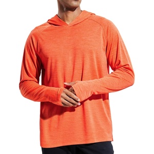 image:imageMIER Mens UPF 50 Sun Protection Hoodie Long Sleeve SPF Fishing Hiking Running Thumbhole Shirts Hooded Quick Dry LightweightOrange  With Hood