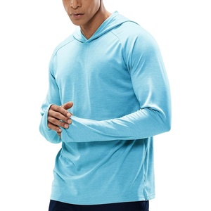 image:imageMIER Mens UPF 50 Sun Protection Hoodie Long Sleeve SPF Fishing Hiking Running Thumbhole Shirts Hooded Quick Dry LightweightSky Blue  With Hood