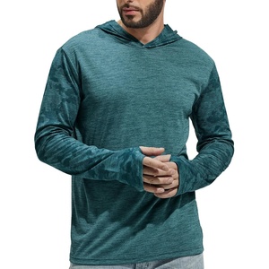 image:imageMIER Mens UPF 50 Sun Protection Hoodie Long Sleeve SPF Fishing Hiking Running Thumbhole Shirts Hooded Quick Dry LightweightY Blue Camo  With Hood