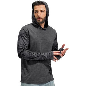 image:imageMIER Mens UPF 50 Sun Protection Hoodie Long Sleeve SPF Fishing Hiking Running Thumbhole Shirts Hooded Quick Dry LightweightY Dark Grey Camo  With Hood