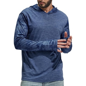 image:imageMIER Mens UPF 50 Sun Protection Hoodie Long Sleeve SPF Fishing Hiking Running Thumbhole Shirts Hooded Quick Dry LightweightY Ocean Blue Camo  With Hood