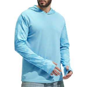image:imageMIER Mens UPF 50 Sun Protection Hoodie Long Sleeve SPF Fishing Hiking Running Thumbhole Shirts Hooded Quick Dry LightweightY Sky Blue Camo  With Hood