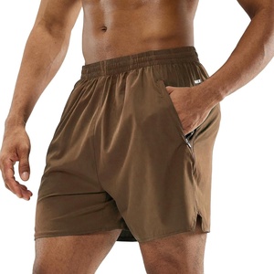 image:imageMIER Mens Workout Running Shorts Quick Dry Active 5 Inches Shorts with Pockets Lightweight BreathableBrown With Zipper