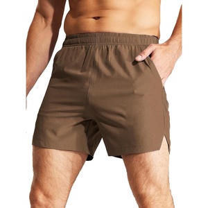 image:imageMIER Mens Workout Running Shorts Quick Dry Active 5 Inches Shorts with Pockets Lightweight BreathableBrown Without Zipper