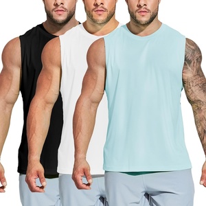 image:imageMIER Mens Workout Tank Tops UPF 50 Swim Shirts Quick Dry Running Sleeveless UV Protection Muscle TeesBlackWhiteLight Blue