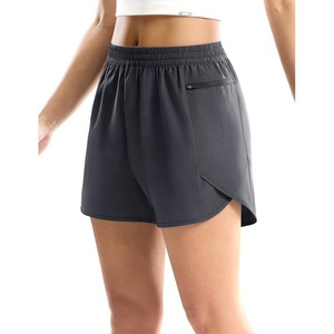 image:imageMIER Running Shorts for Women  Quick Dry Athletic Sports Workout Active Dolphin Shorts with Zipper Pocket 4 Inch InseamDark Grey