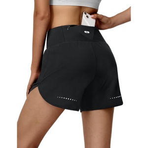 image:imageMIER Womens 2in1 Athletic Running Shorts with Pockets 3 High Waisted Quick Dry Active Exercise Shorts with Mesh LinerBlack