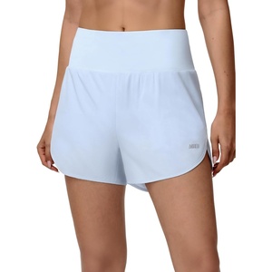 image:imageMIER Womens 2in1 Athletic Running Shorts with Pockets 3 High Waisted Quick Dry Active Exercise Shorts with Mesh LinerLight Blue