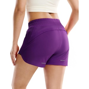 image:imageMIER Womens 3 Running Shorts with Mesh Liner  Mid Waisted 2 in 1 Quick Dry Workout Gym Athletic Shorts with Zipper PocketsDark Purple
