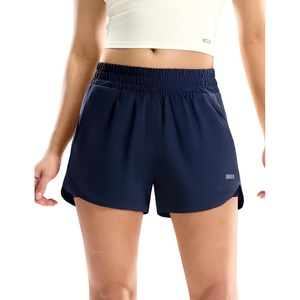 image:imageMIER Womens 3 Running Shorts with Mesh Liner  Mid Waisted 2 in 1 Quick Dry Workout Gym Athletic Shorts with Zipper PocketsNavy