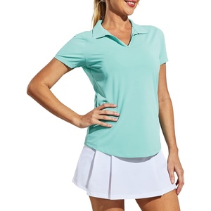 image:imageMIER Womens Golf Polo Shirts Collared V Neck Short Sleeve Tennis Shirt Dry Fit Moisture WickingAqua