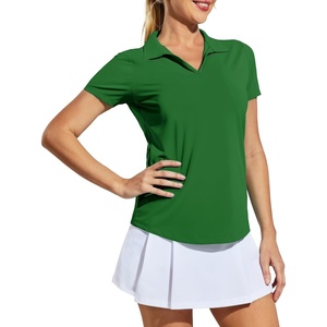 image:imageMIER Womens Golf Polo Shirts Collared V Neck Short Sleeve Tennis Shirt Dry Fit Moisture WickingGreen