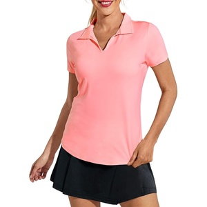 image:imageMIER Womens Golf Polo Shirts Collared V Neck Short Sleeve Tennis Shirt Dry Fit Moisture WickingPink